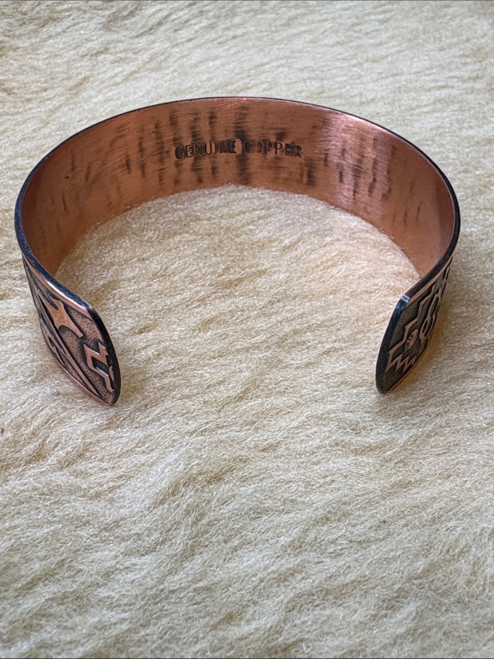 Copper Etched Cuff Bracelet - Southwestern Motif - Picture 5 of 5